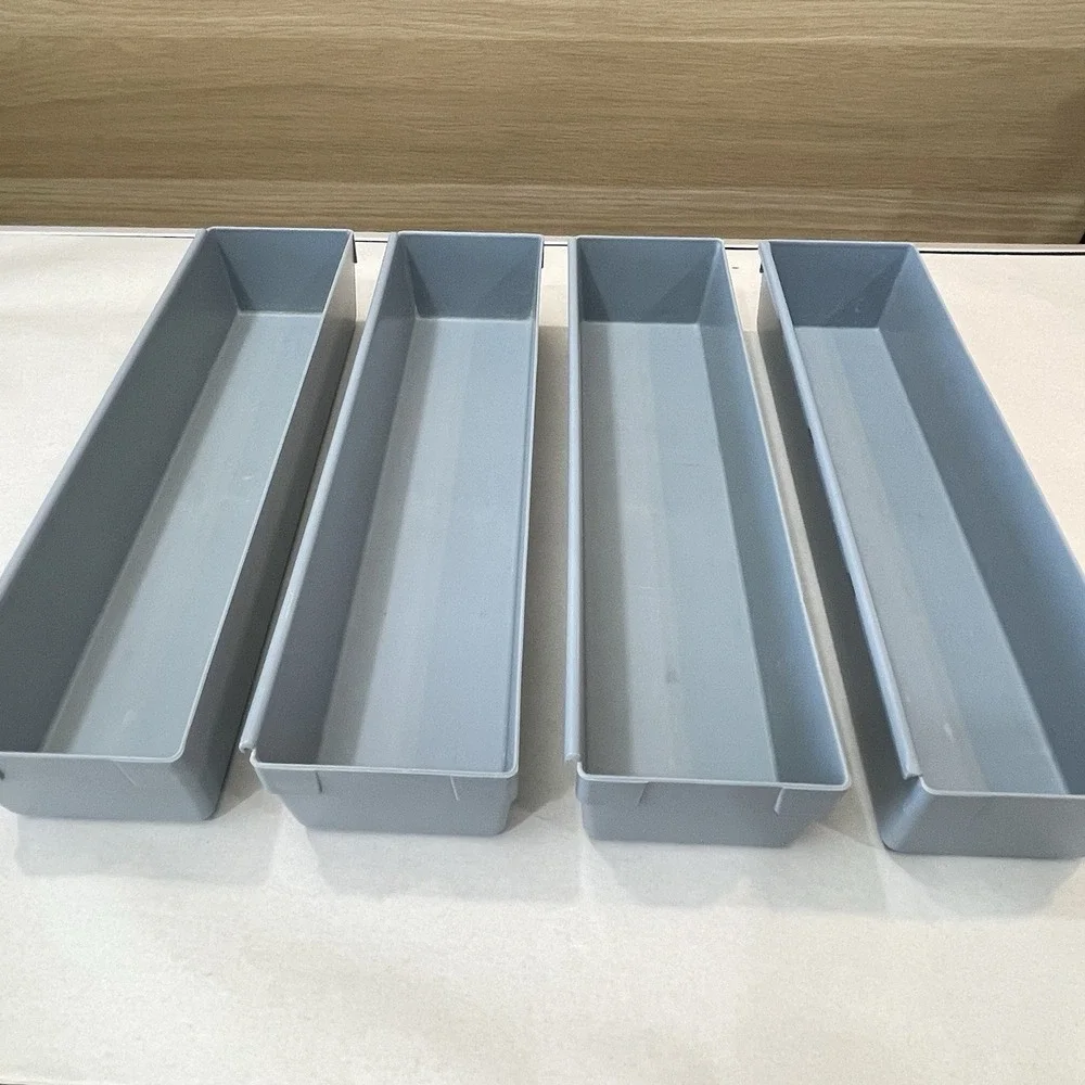 Vintage Rubbermaid Blue Interlocking Drawer Organizer Bins Set Of 4 Utility Shop